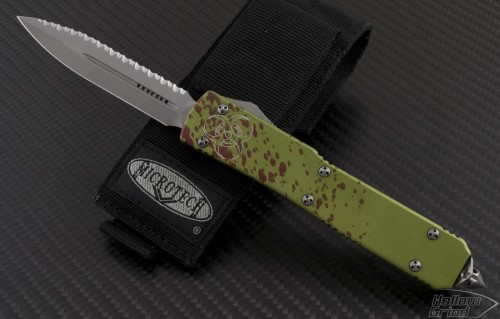 Microtech Knives Other Ultratech D/E Automatic OTF D/A Knife (3.44in Bead Blasted Serr S35-VN) 122-9Z - Front