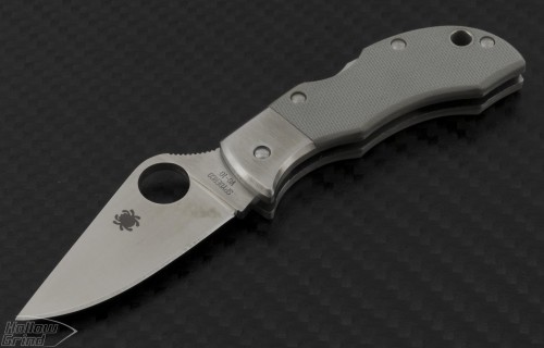 Spyderco Gray Manbug S/E Folder Knife (1.75in Satin Plain VG-10) SPY-MGGYP - Front