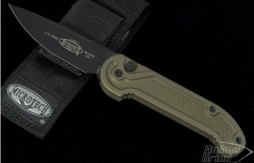 (#135-1GT) Microtech LUDT OD Green Handle Black Tactical Plain - Front