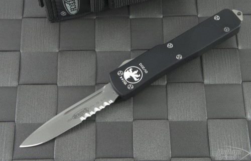 Microtech Knives UTX-70 S/E Automatic OTF D/A Knife (2.41in Satin Part Serr S35-VN) 148-8-2013 - Front
