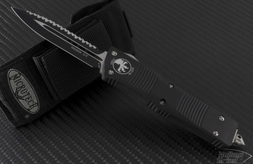 Microtech Knives Troodon D/E Automatic OTF D/A Knife (3.1in Black Serr ELMAX) 138-3-2012 - Front
