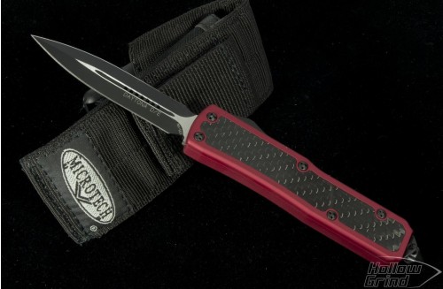 Microtech Knives Red Daytona D/E Automatic OTF D/A Knife (3in Black Plain S35-VN) 126-1RD - Front