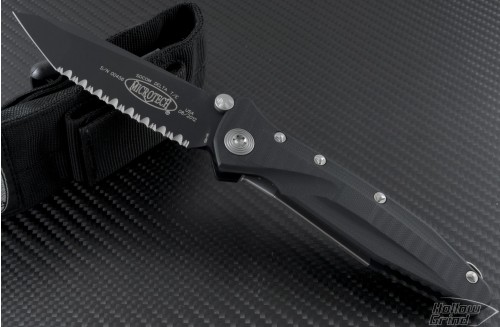 Microtech Knives Socom Elite T/E Folder Knife (4in Black Serr S35-VN) 163-3 - Front