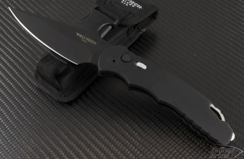 Pro-Tech TR-4.3 S/E Automatic Folder S/A Knife (4in Black Plain 154-CM) PT-TR-43 - Front