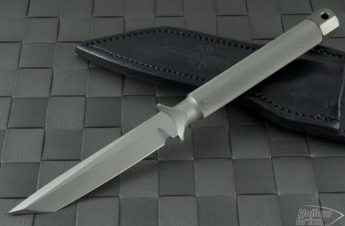 Microtech Knives Custom ADO D/E Fixed Knife (4in Bead Blasted Plain) ado-c-te-ti - Front