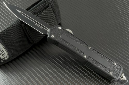 Microtech Knives Scarab D/E Automatic OTF D/A Knife (3.44in Black Plain S35-VN) 175-1 - Front