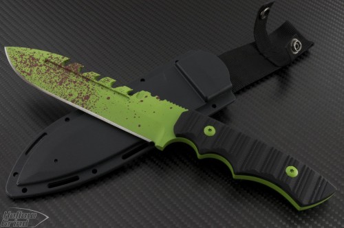 Brous Blades Coroner S/E Fixed Knife (6in Color Coated Part Serr D2) JB-Coroner-Zombie - Front