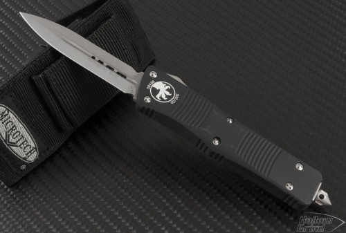 Microtech Knives Troodon D/E Automatic OTF D/A Knife (3.1in Stonewashed Plain D2) 138-10-2013 - Front