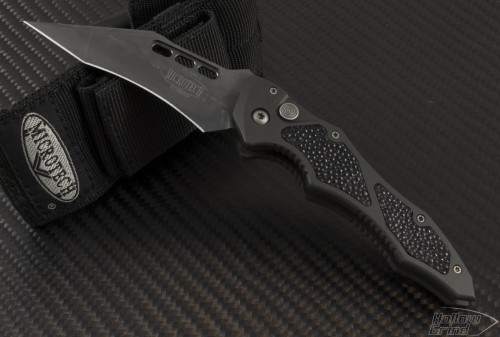 Microtech Knives Vector S/E Automatic Folder S/A Knife (3.1in Black Plain 154-CM) VNT-0016 - Front