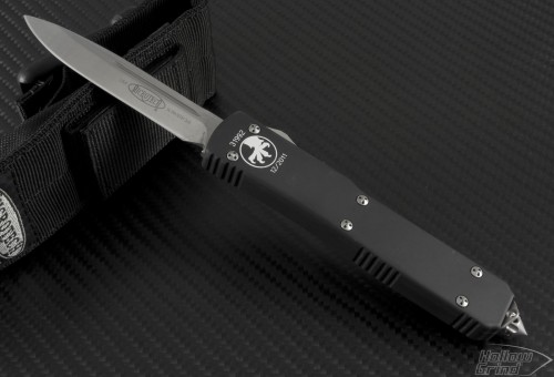 Microtech Knives Ultratech S/E Automatic OTF D/A Knife (3.44in Stonewashed Plain S35-VN) 121-10-2012 - Front