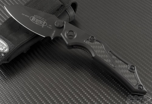 Microtech Knives Select-Fire S/E Folder Knife (3.73in Black Plain S35-VN) 129-1T - Front