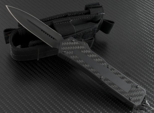 Microtech Knives Scarab D/E Automatic OTF D/A Knife (3.44in Black Plain S30-V) VNT-0080 - Front
