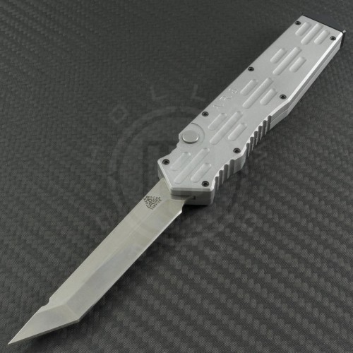 ARS Gray Gen-3 OTF T/E Automatic OTF S/A Knife (3.25in Stonewashed Plain 154-CM) ARS-Gen3-GY - Front