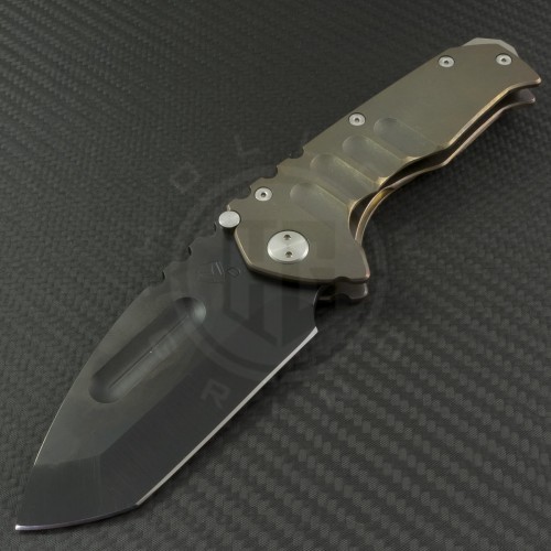 Medford Knife & Tool Bronze Praetorian T T/E Folder (3.75in Matte Black Oxide Plain D2) MKT-Prat-002 - Front
