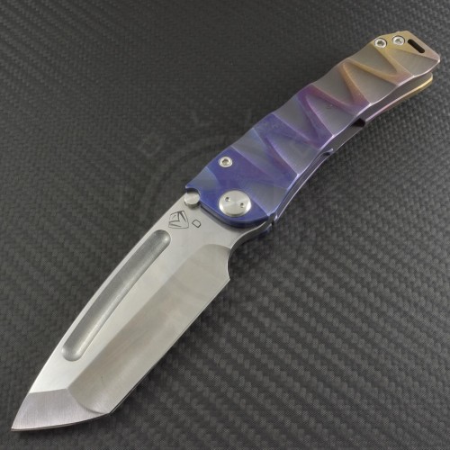 Medford Knife & Tool Colored Ti Marauder S/E Folder (3.75in Tumbled Plain D2) MKT-MAR-C-001 - Front