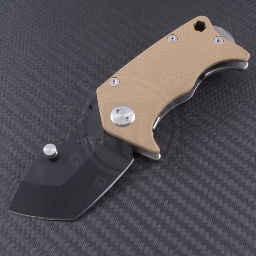 Medford Knife & Tool Coyote Panzer T/E Folder (2.5in Black Plain D2) MKT-PANZ-002 - Front