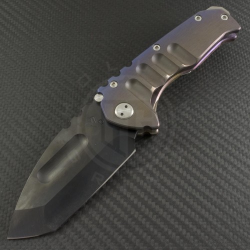 Medford Knife & Tool Custom Titanium Praetorian T/E Folder (3.75in Tumbled Plain S35-VN) MKT-Praet-Ti-002 - Front