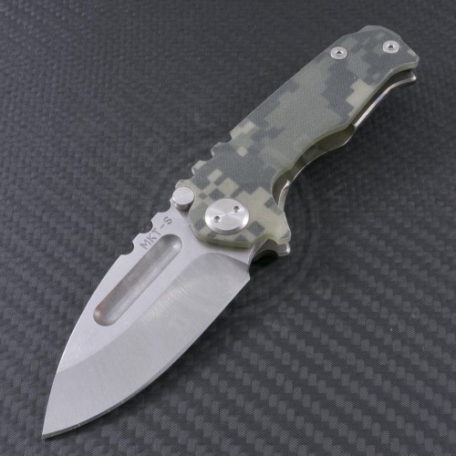 Medford Knife & Tool Digital Camo Micro Praetorian Drop Point Folder (2.8in Tumbled Plain S35-VN) MKT-MPrag-004 - Front