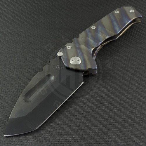 Medford Knife & Tool Flamed Ti Praetorian T T/E Folder (3.75in Matte Black Oxide Plain D2) MKT-Prat-004 - Front
