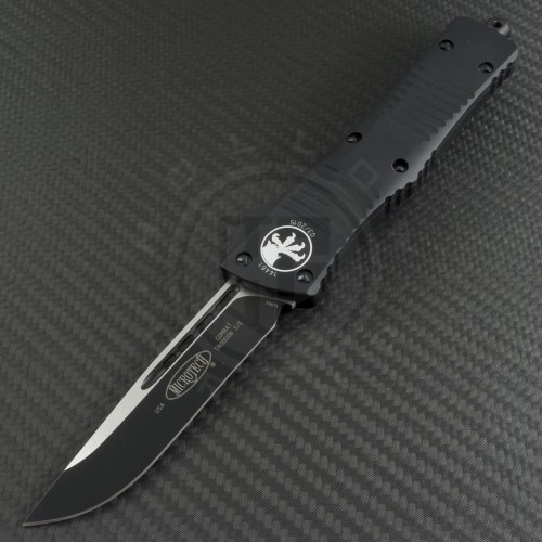 Microtech Knives Combat Troodon S/E Automatic OTF D/A Knife (3.75in Black Plain ELMAX) 143-1T - Front