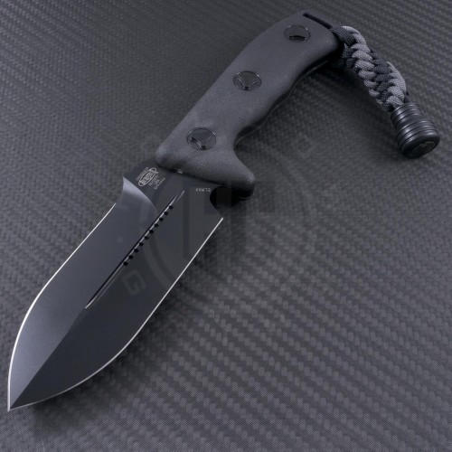 Microtech Knives Crosshair D/E Fixed Knife (5in Black Plain ELMAX) 101-1BL - Front
