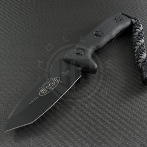 Microtech Knives Currahee T/E Fixed Knife (4.48in Black Plain ELMAX) 103-1 - Front