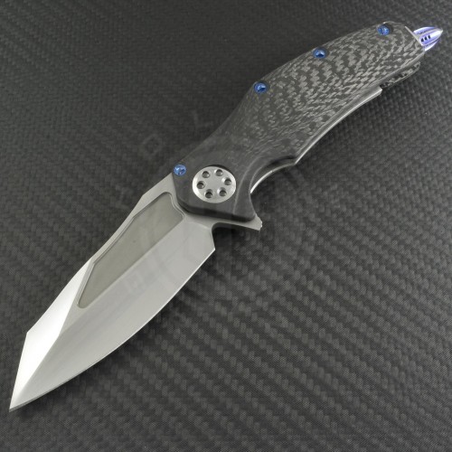 Microtech Knives Custom Carbon Fiber Matrix S/E Flipper Knife (3.75in Satin Plain ELMAX) MTC-0040 - Front