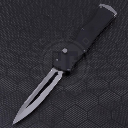 Microtech Knives Custom Halo IV Spear Point Automatic OTF S/A Knife (3.75in Mirror Polished Plain ELMAX) MTC-0046 - Front