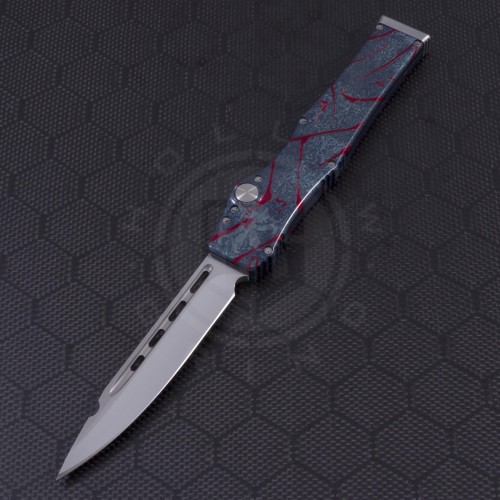 Microtech Knives Custom Other Halo V Spear Point Automatic OTF S/A Knife (4.6in Mirror Polished Plain ELMAX) MTC-0045 - Front