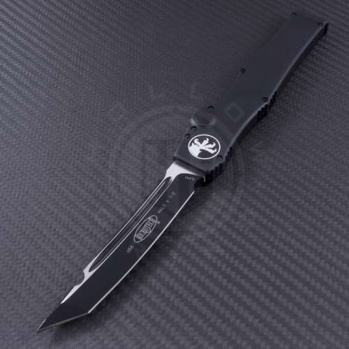 Microtech Knives Halo V T/E Automatic OTF S/A Knife (4.6in Black Plain ELMAX) 150-1T - Front