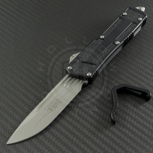 Microtech Knives Navy Scarab S/E Automatic OTF D/A Knife (3.44in Bead Blasted Plain ELMAX) 182-7 - Front
