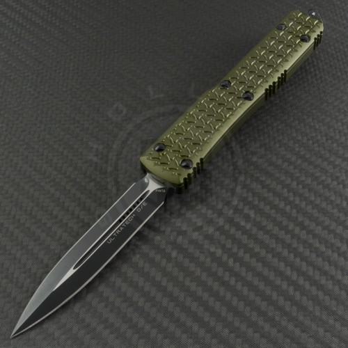 Microtech Knives OD Green Ultratech D/E Automatic OTF D/A Knife (3.44in Black Part Serr ELMAX) 122-1OD-TRI - Front