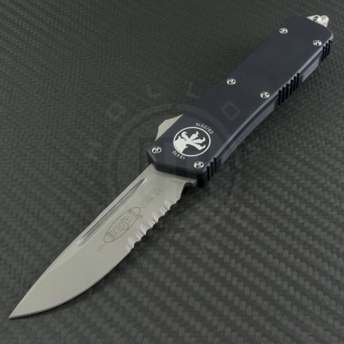 Microtech Knives Scarab S/E Automatic OTF D/A Knife (3.44in Bead Blasted Part Serr ELMAX) 176-8 - Front