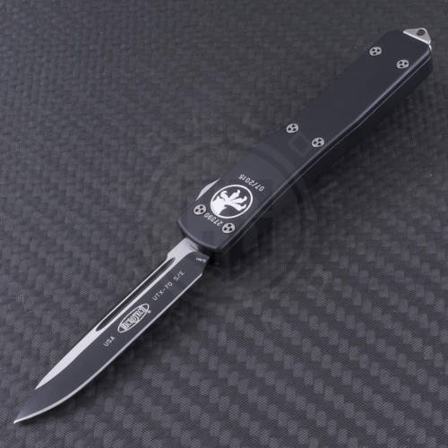 Microtech Knives UTX-70 S/E Automatic OTF D/A Knife (2.41in Black Plain ELMAX) 148-1 - Front