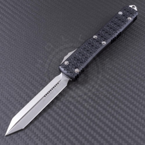Microtech Knives Ultratech D/E Automatic OTF D/A Knife (3.44in Apocalyptic Plain ELMAX) 123-10APDT-TRI - Front