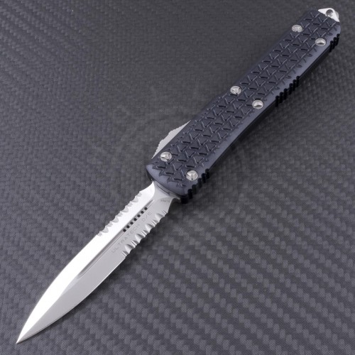 Microtech Knives Ultratech D/E Automatic OTF D/A Knife (3.44in Satin Part Serr ELMAX) 122-5-TRI - Front