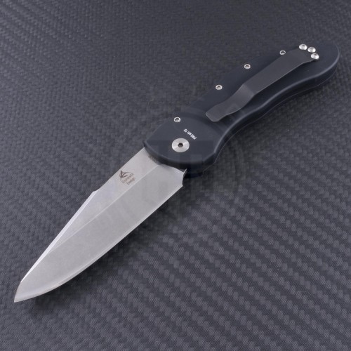 Pro-Tech DORU S/E Automatic Folder S/A Knife (3.5in Stonewashed Plain 154-CM) PT-2030 - Front