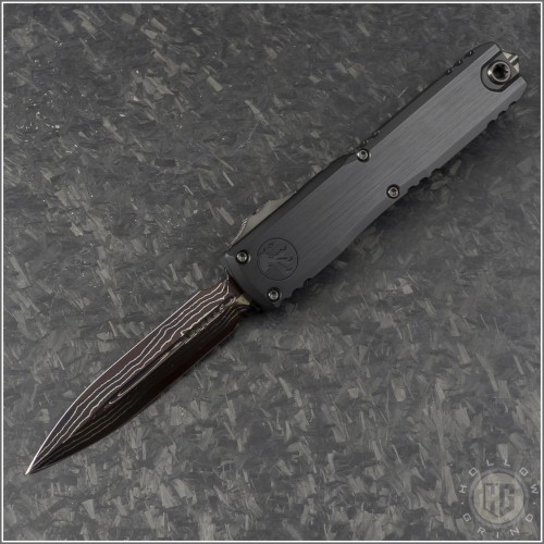 (#1122-16MS3) Microtech Ultratech ZBP D/E Purple Accented Blue Icestorm Damascus - Front