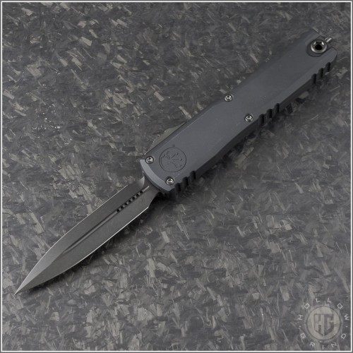 (#1122-1DLCTSH) Microtech Ultratech ZBP D/E DLC Tactical Shadow - Front