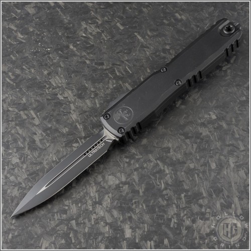 (#1122-1T) Microtech Ultratech ZBP D/E Black Tactical Plain - Front
