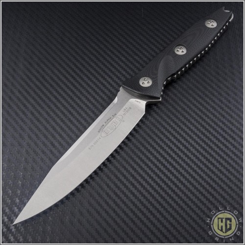 (#113-10) Microtech SOCOM Alpha S/E Stonewash Standard w/ G10 Handles - Front