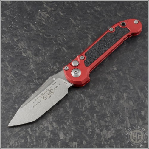 (#1136-10RD) Microtech Red LUDT Gen III T/E Stonewash Plain - Front