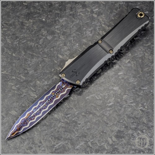 (#1142-16BRDBLKBZFL-MCK) Marfione Custom Combat Troodon Gen III D/E Dragonskin Damascus - Front