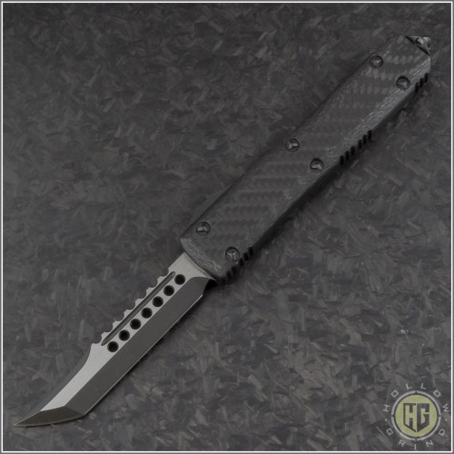 (#119-1DLCCFT) Microtech Ultratech Hellhound Carbon Fiber DLC Plain Tactical - Front