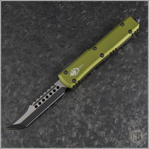 (#119-1ODS) Microtech OD Green Ultratech Hellhound Tanto Black Plain - Front