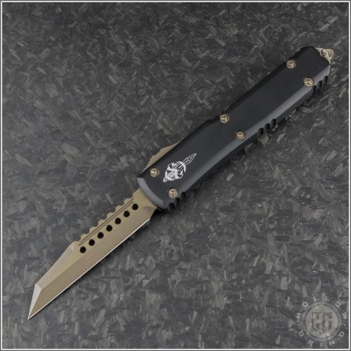 (#119W-13APS) Microtech Ultratech Warlhound Apocalyptic Bronze Plain Signature - Front