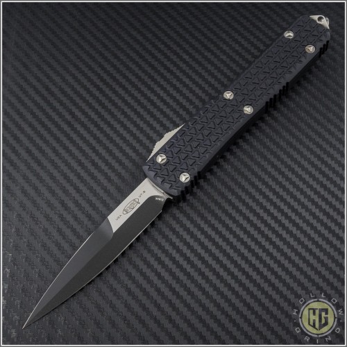 (#120-1-TRI) Microtech Ultratech Bayonet Black Plain Tri-Grip - Front