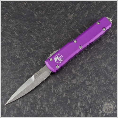 (#120-10VI) Microtech Violet Ultratech Bayonet Stonewash Plain - Front