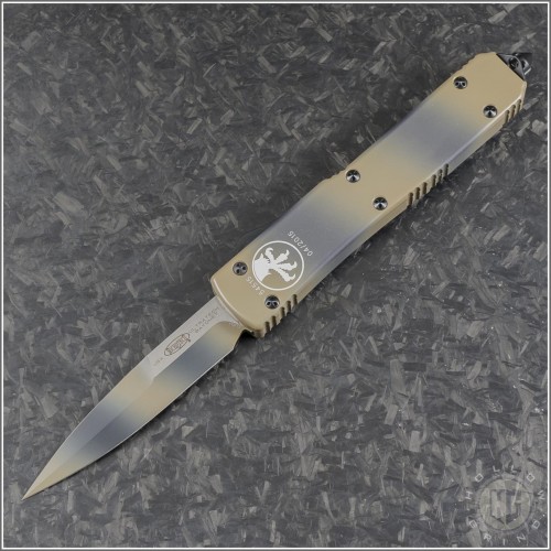 (#120-1TC) Microtech Tan Camo Ultratech Bayonet Plain - Front