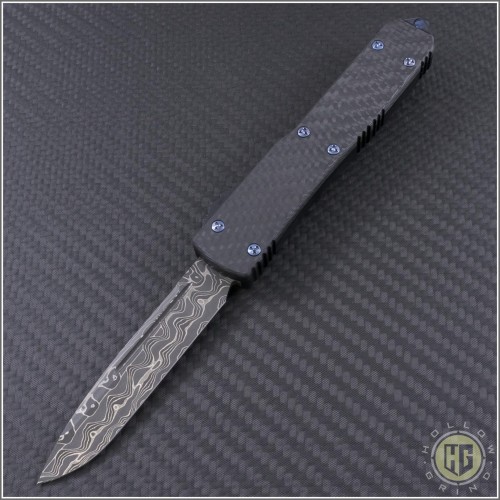 (#121-16CF) Microtech Ultratech S/E Damascus Plain with CF Top - Front